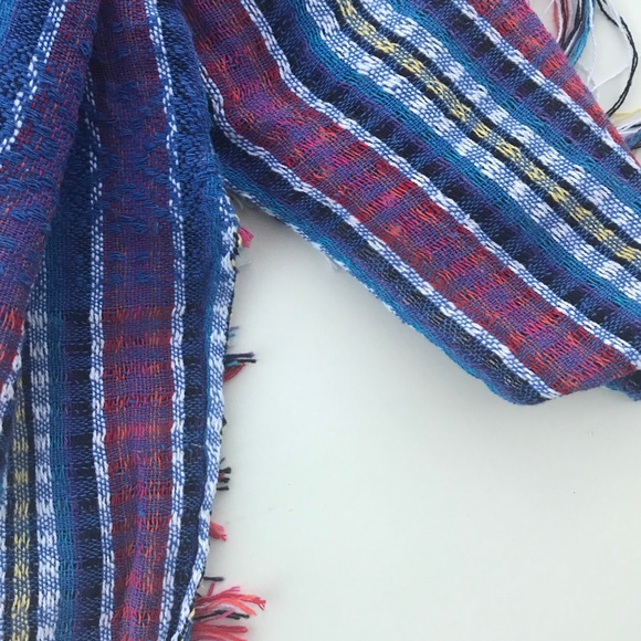 El Interior Mexican Folk Woven Plaid Boho Tunic - Picture 8 of 9